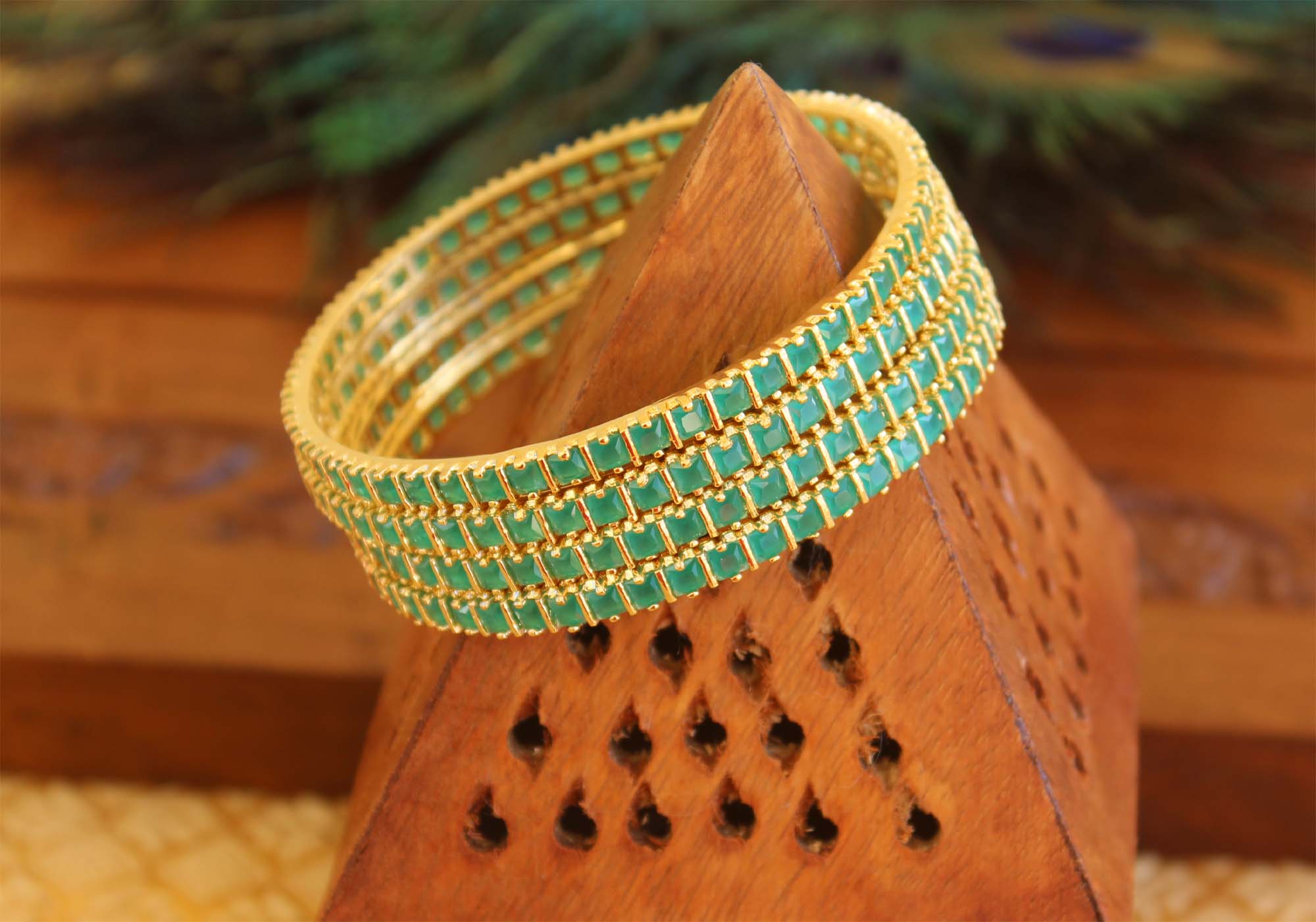 Gold Plated Stone Bangles T2924