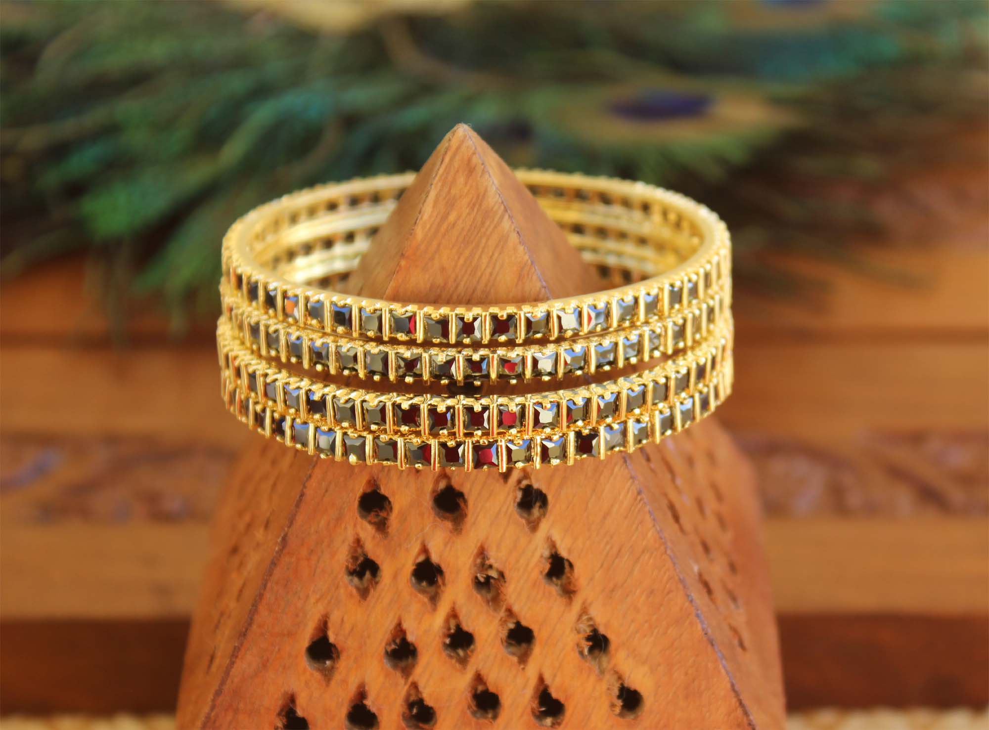 Gold Plated Stone Bangles T2929
