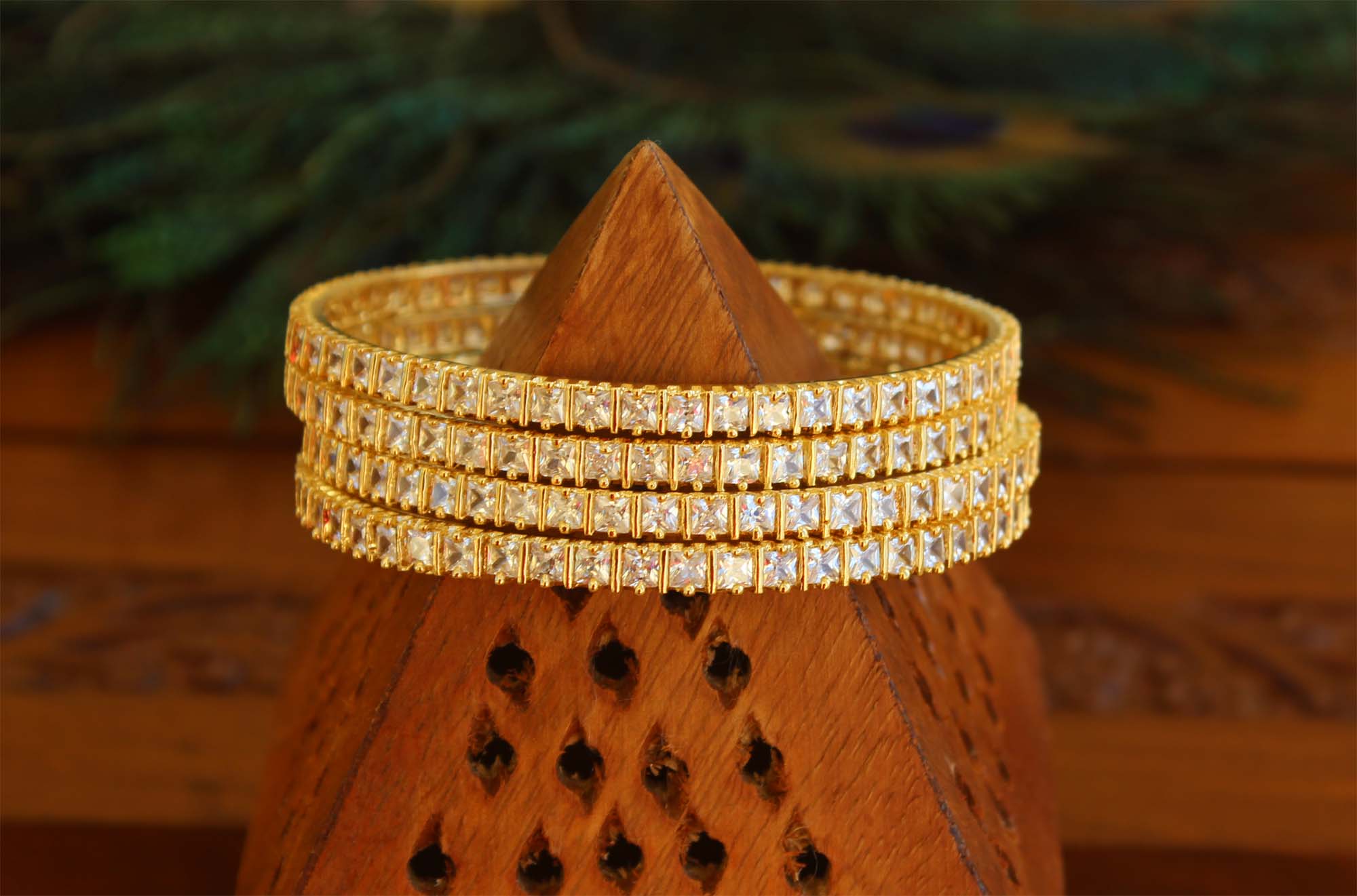 Gold Plated Stone Bangles T2932
