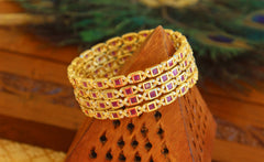 Gold Plated Ruby CZ Stone Bangles T2935