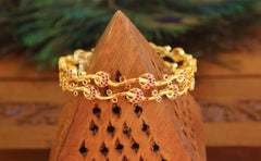 Gold Plated Stylish Ruby Stone Bangles T2942