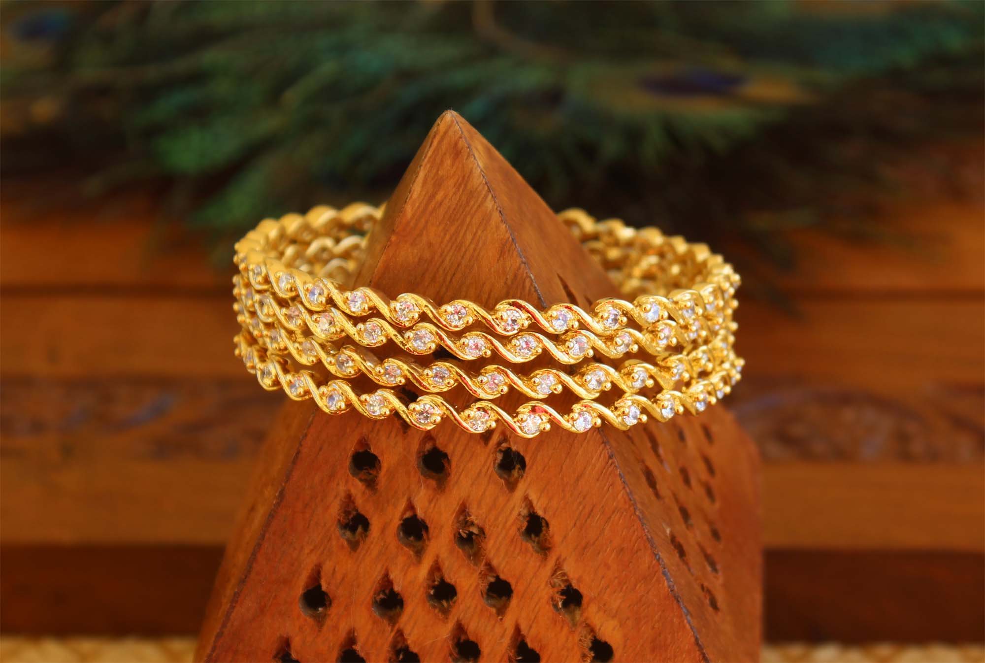 Gold Plated Stone Bangles T2943