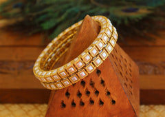 Gold Plated Pearl Stone Bangles T2950