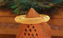 Gold Plated Ruby Stone Bangle T3024