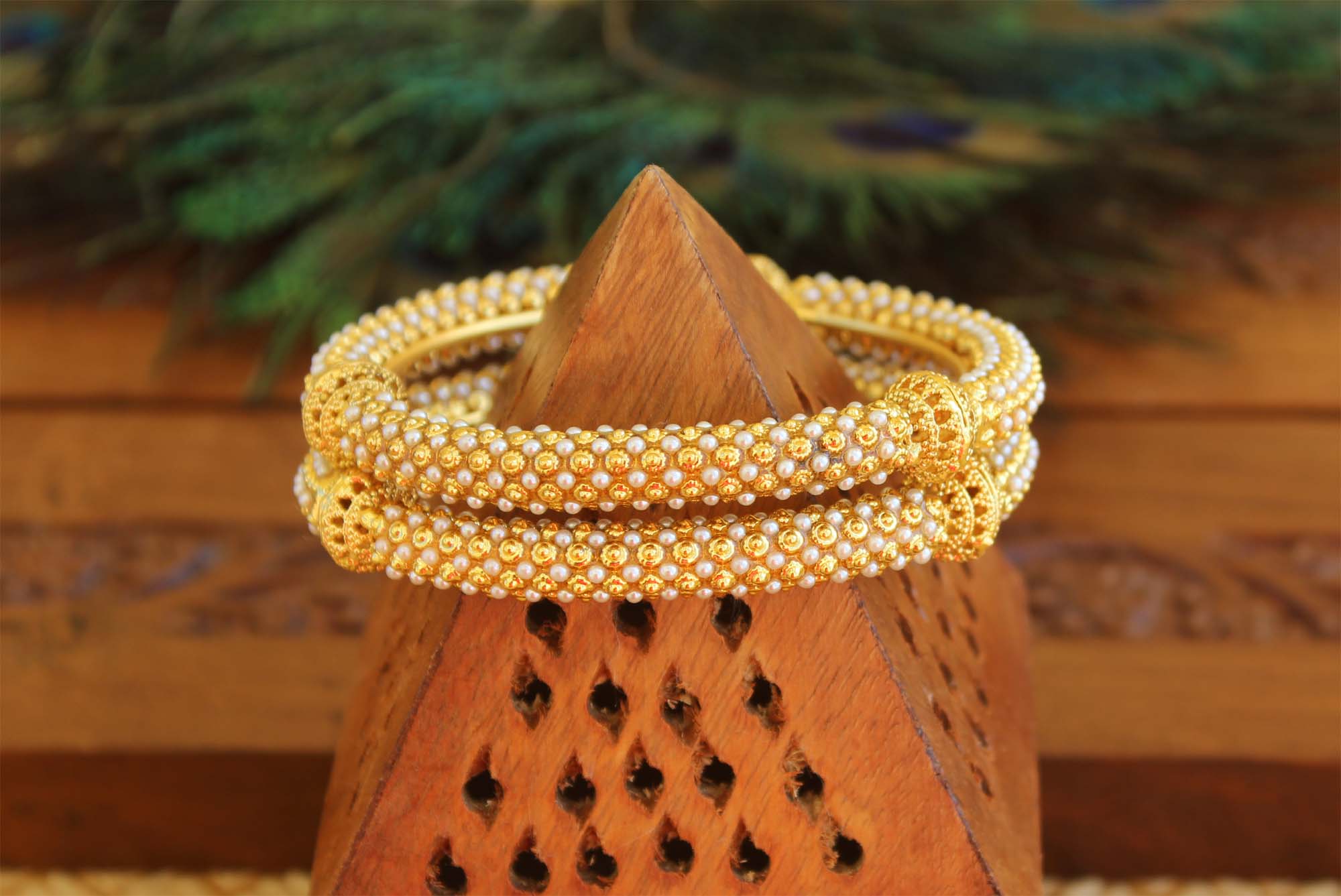 Gold Plated Pearl Bangles T3030