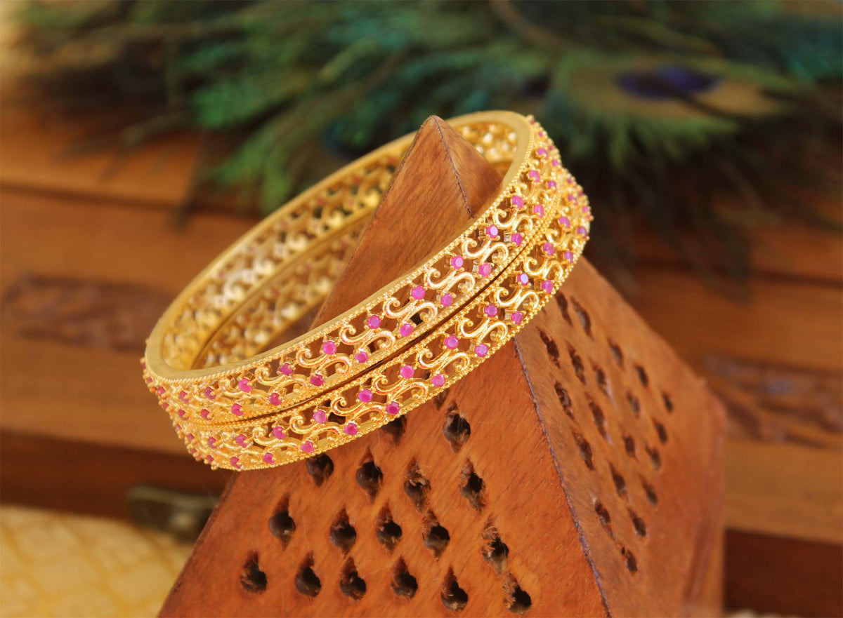 Gold Plated CZ Stone Bangles T3032