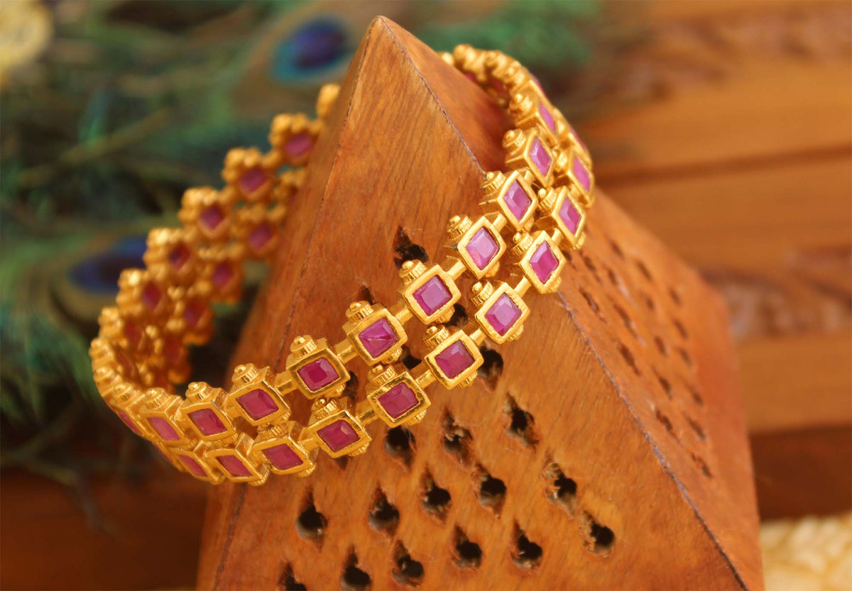 Matte Finish Ruby Bangles T2889