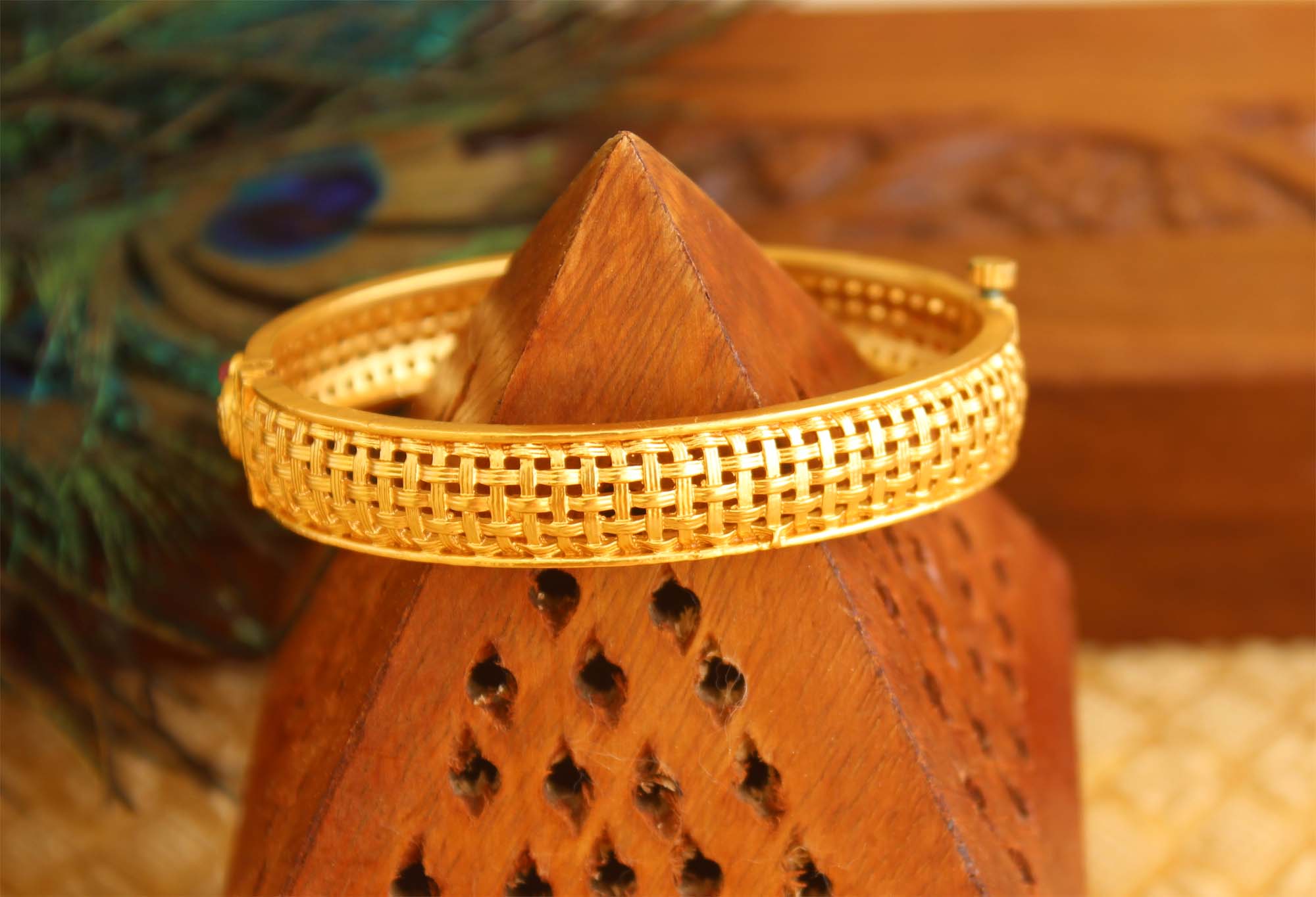 One Gram Gold Temple Stone Kada T3067