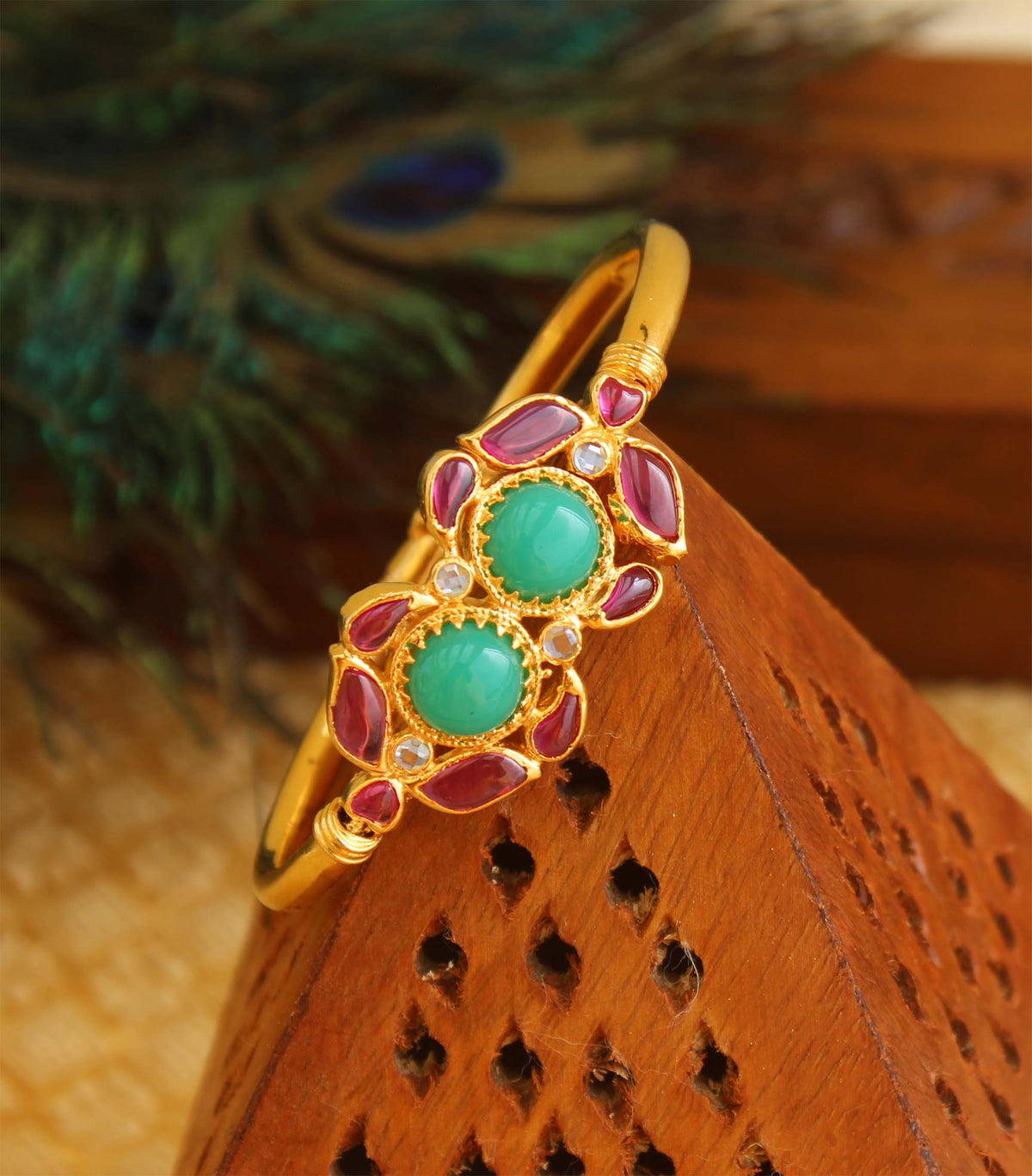 Gold Plated Floral Stylish Kada T3068