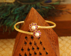 Gold Plated Pearl Stone Kada T3113