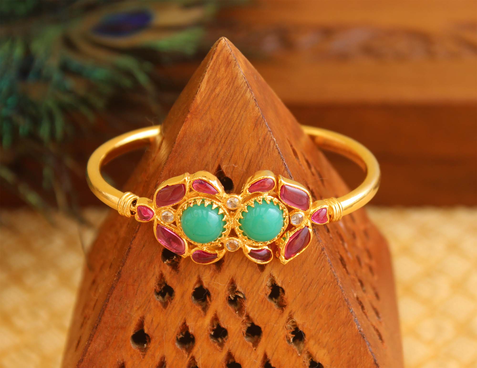 Gold Plated Floral Stylish Kada T3068