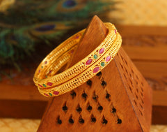 Gold Plated Ruby Stone Bangles T3034