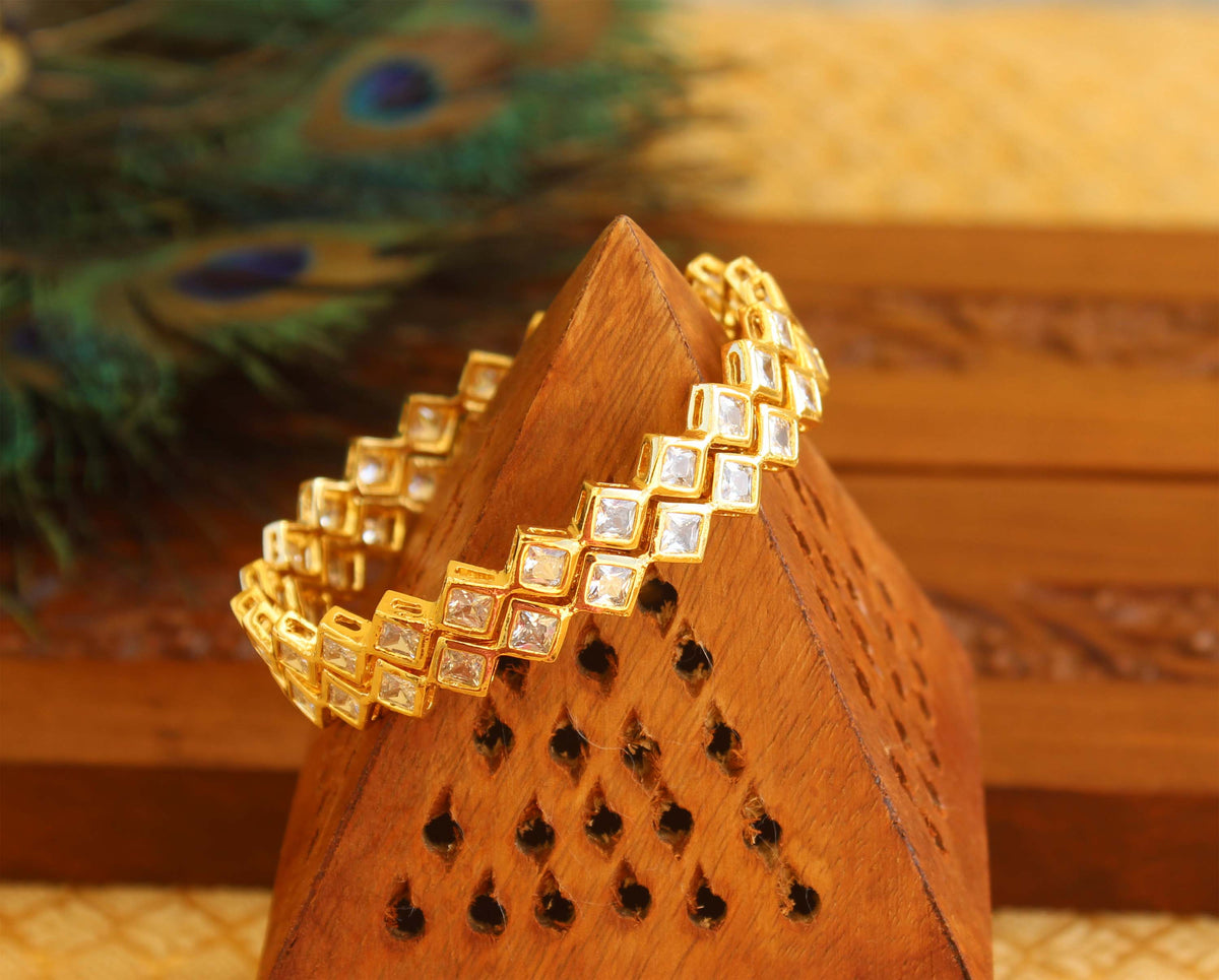 Stone Gold Plated Bangles T2917