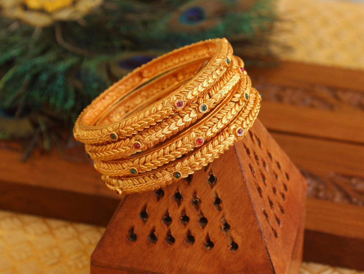 Matte Finish Stone Bangles T3052