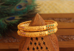 Matte Finish Peacock Stone Bangles T3055