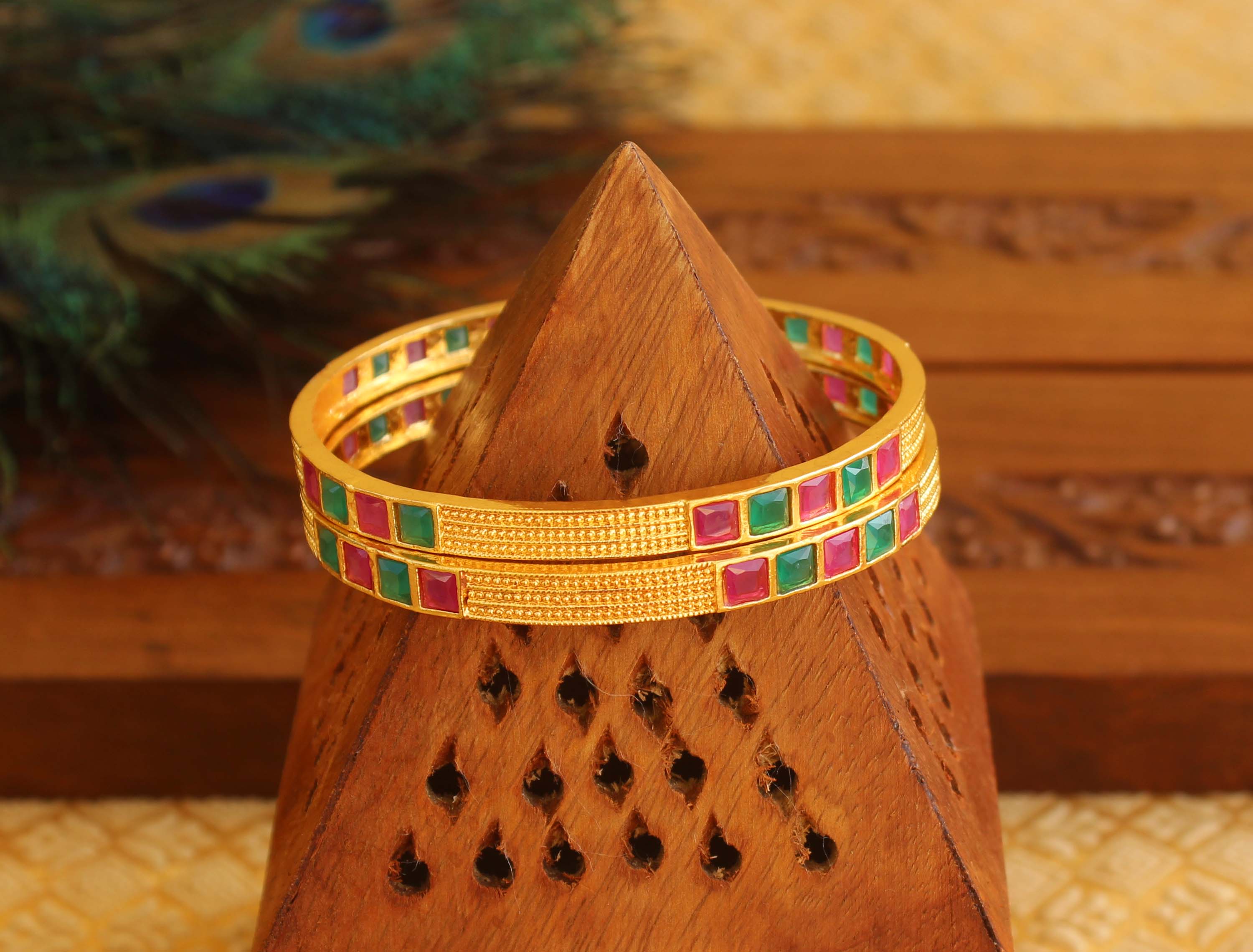 Gold Plated Stone Bangles T2958