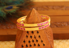 Gold Plated Pink Stone Bangles T2959