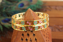 Gold Plated Floral Stone Bangles T2894