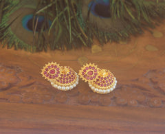 Gold Plated Pink Stone Jumkas T2162