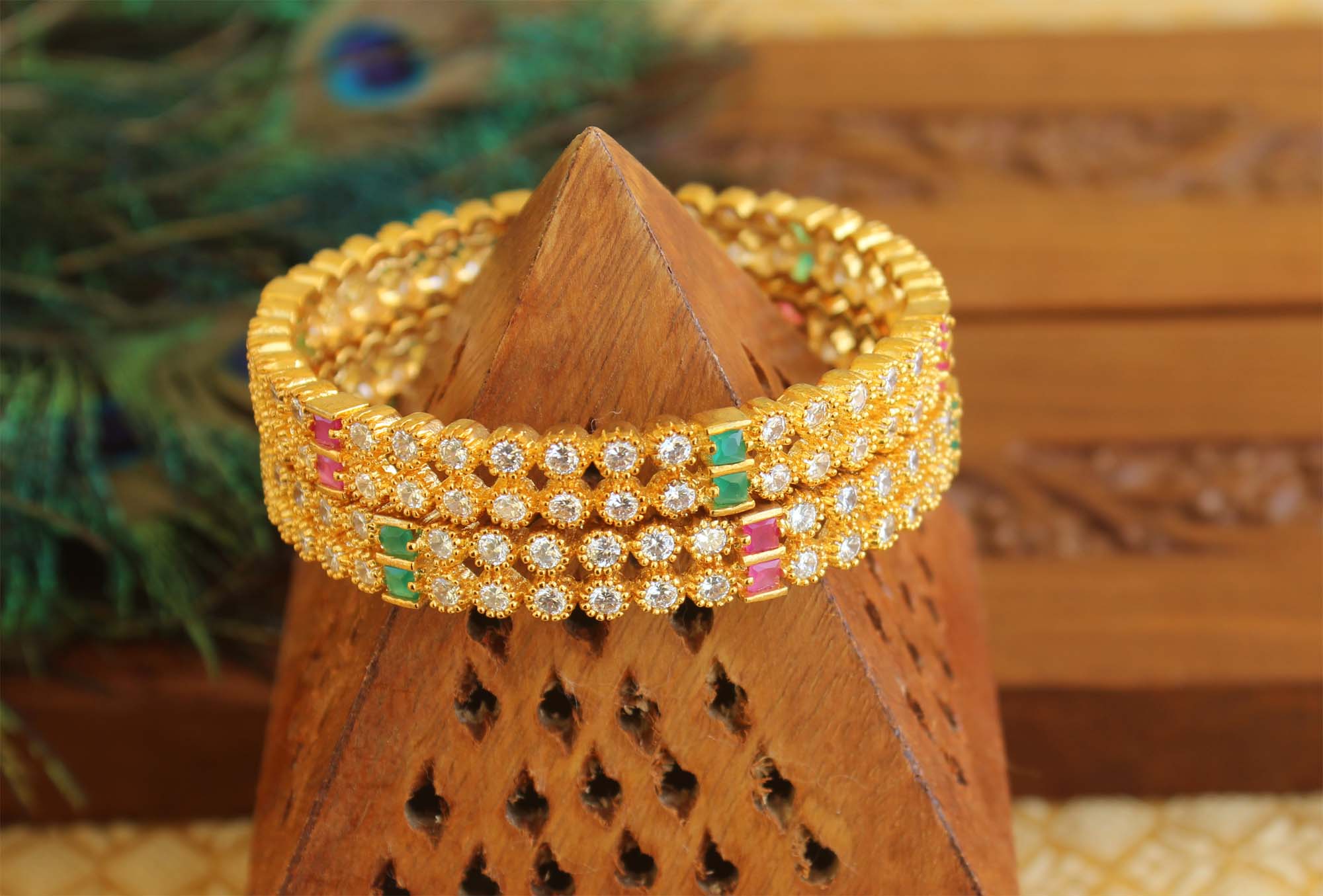 Gold Plated Stone Bangles T2898