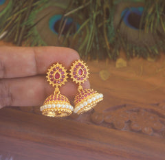 Gold Plated Pink Stone Jumkas T2162