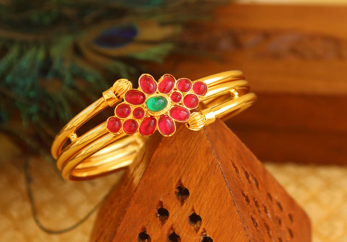 Gold Plated Multi Color Stone Kada T3071