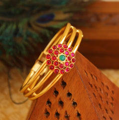 Gold Plated Multi Color Stone Kada T3072