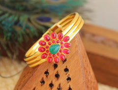 Gold Plated Multi Color Stone Kada T3074