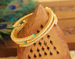 Gold Plated Pearl Bangles T2907
