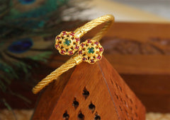 Gold Plated Multi Color Stone Floral Kada T3103