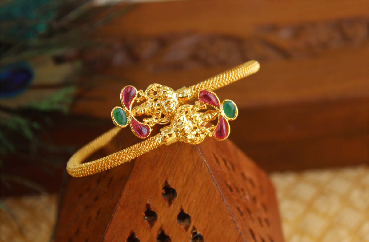 Gold Plated Temple Stone Kada T3077