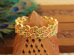 Matte Finish Mango Stone Bangles T2911