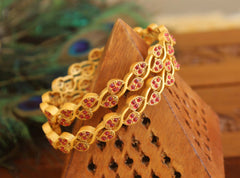 Matte Finish Mango Stone Bangles T2908