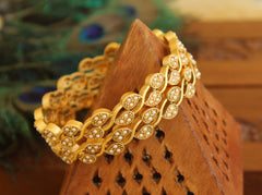 Matte Finish Mango Pearl Bangles T2910