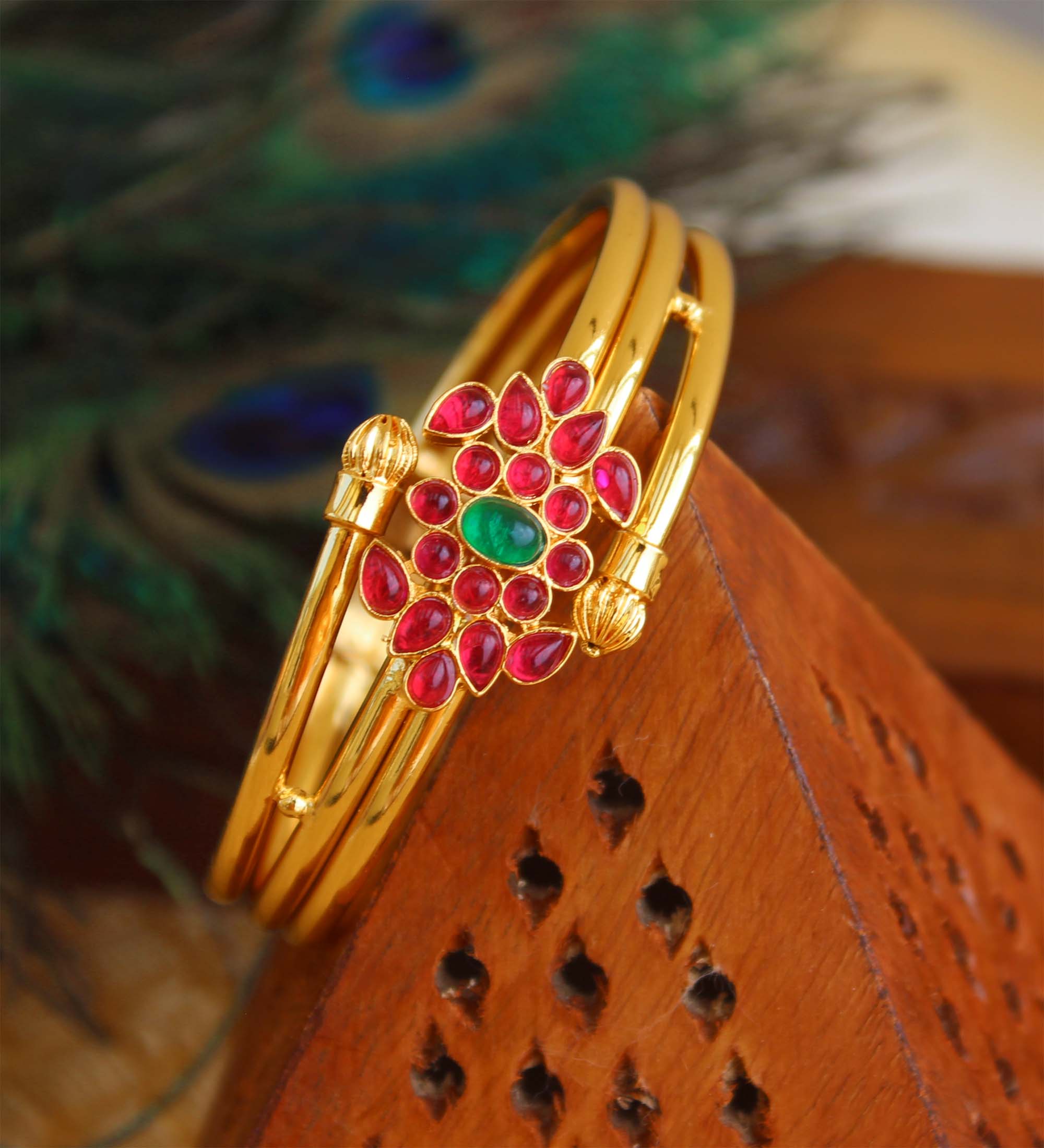 Gold Plated Multi Color Stone Kada T3102