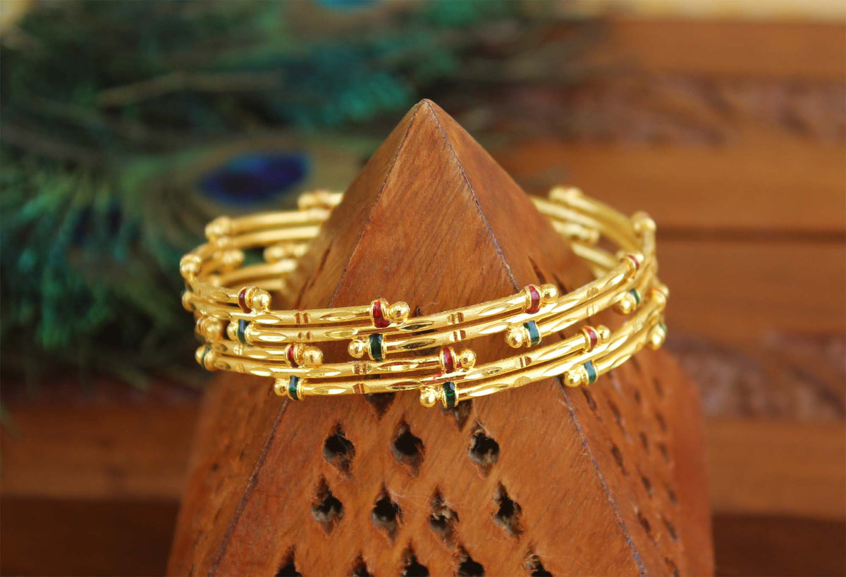 Gold Plated Multicolor Bangles T3043