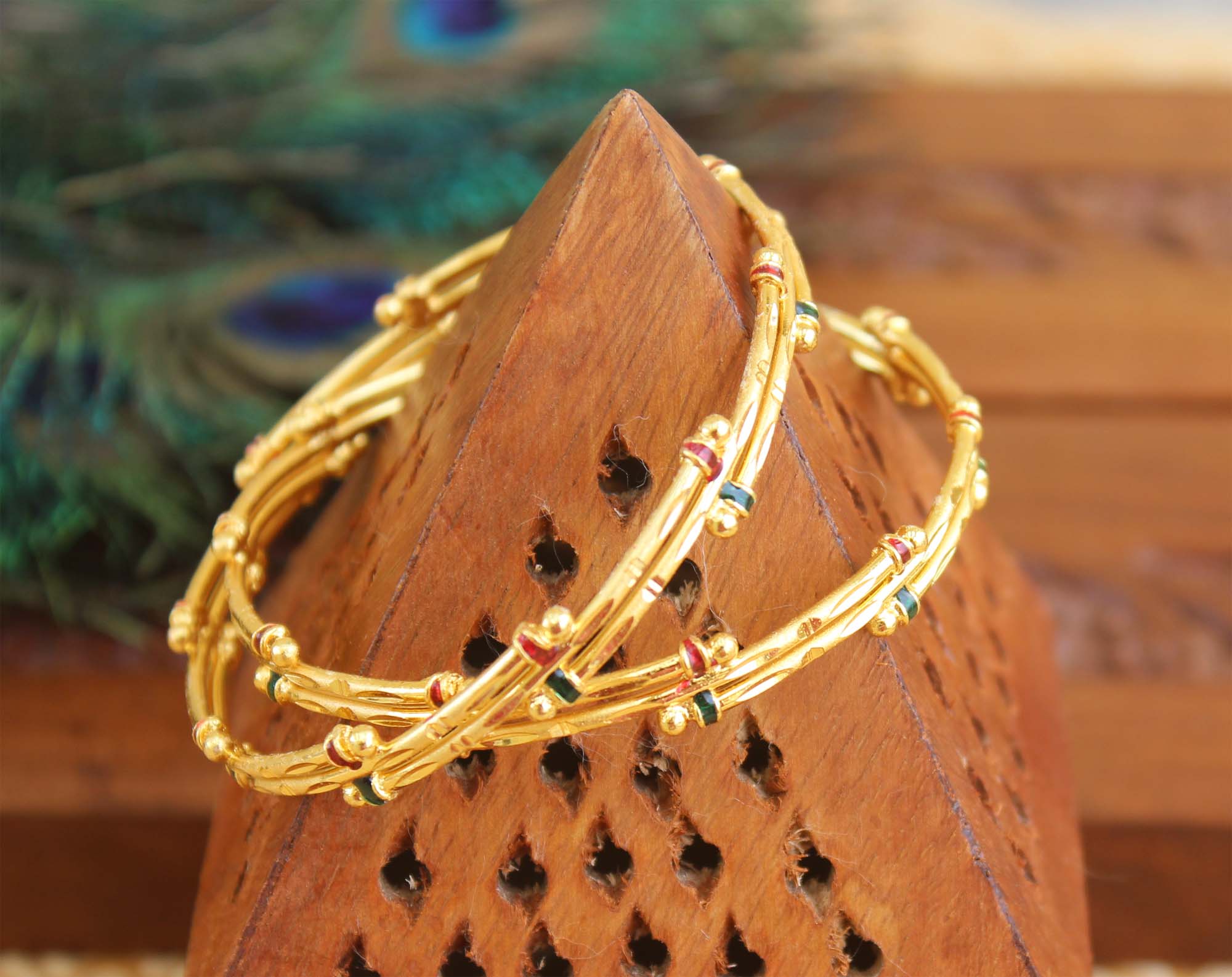 Gold Plated Multicolor Bangles T3043