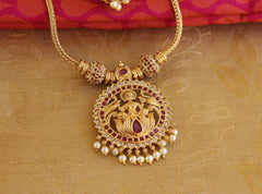 Matte Finish Temple Ruby Stone Necklace Set T1528