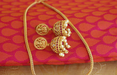 Matte Finish Temple Ruby Stone Necklace Set T1528