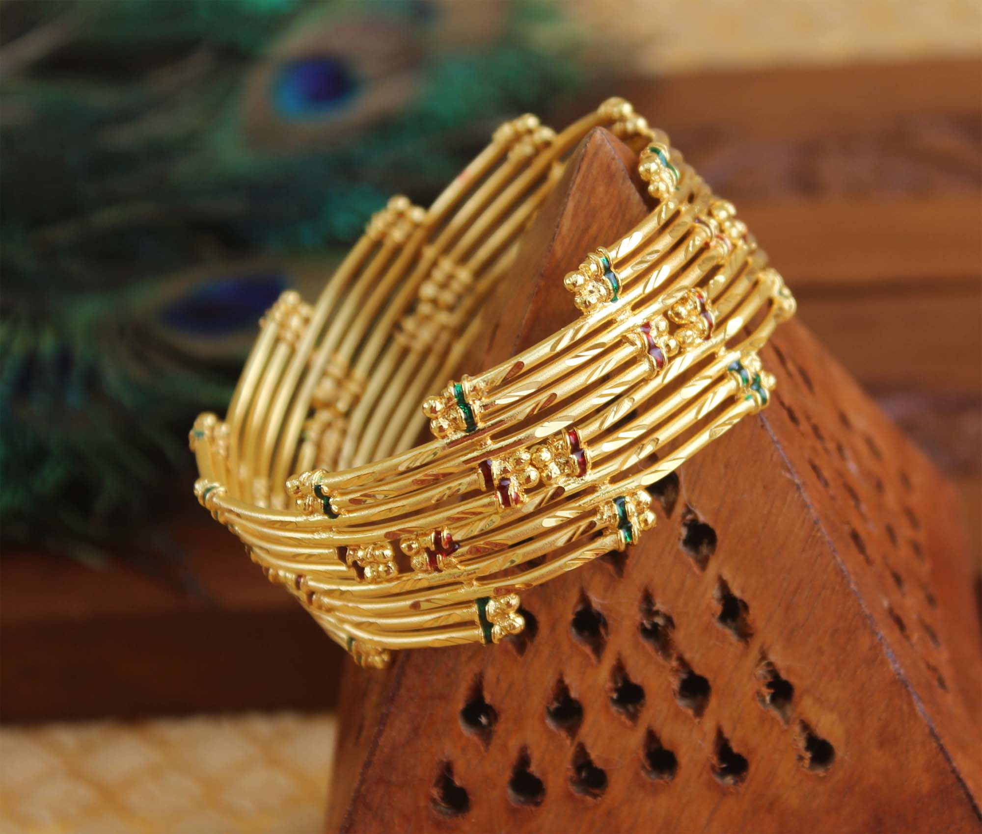 Gold Plated Multi Color Bangles T3044