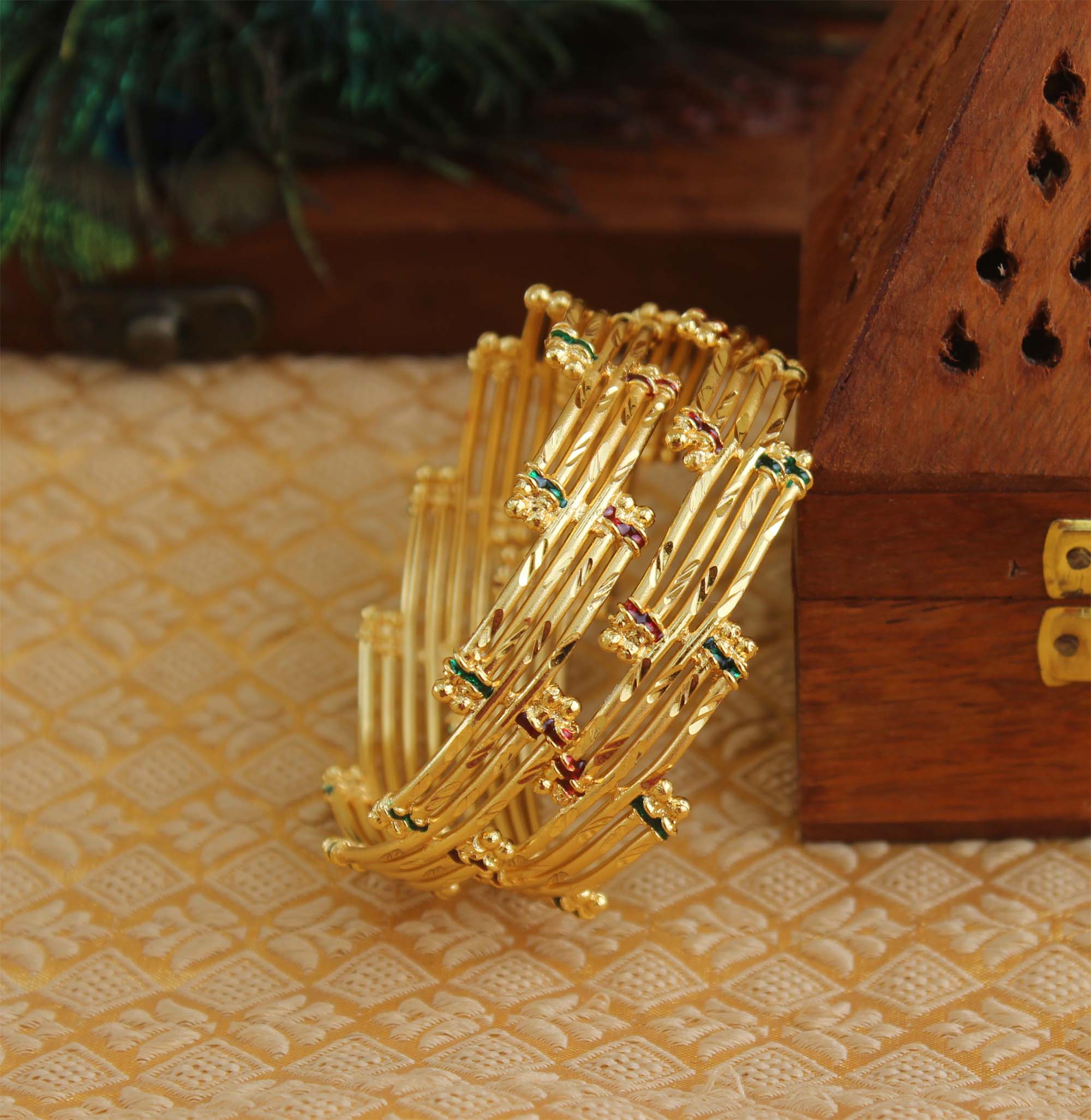 Gold Plated Multi Color Bangles T3044