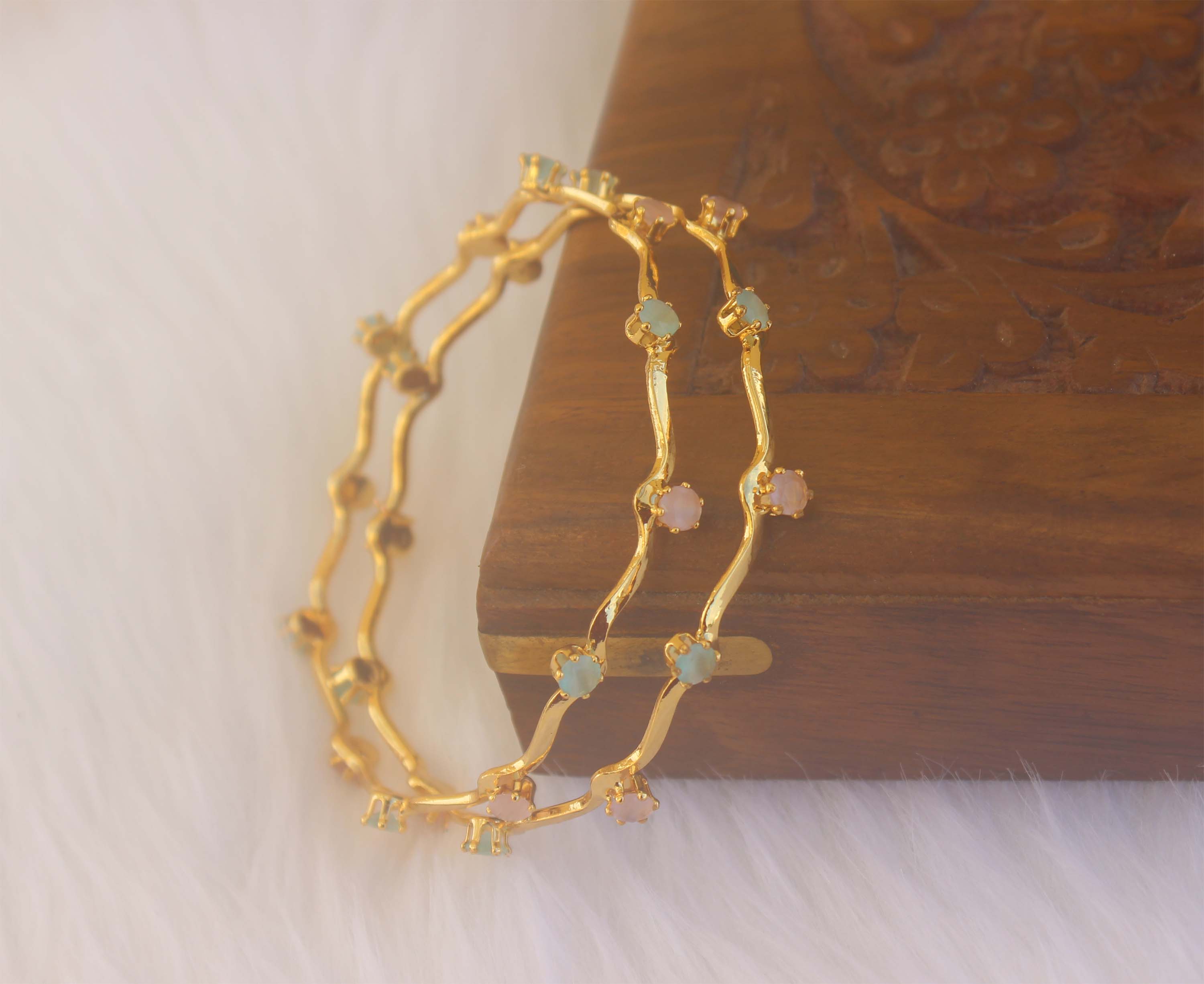 Designer Gold Plated Stone Bangles T2154