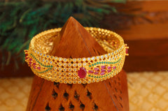 Gold Plated CZ Ruby Stone Bangle T3098