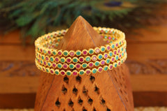 Gold Plated Multicolor Stone Bangles T2961