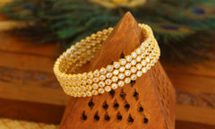 Gold Plated White Stone Bangles T2964