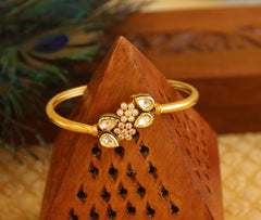 Gold Plated Floral Stone Kada T3115
