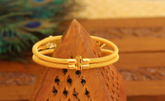 Gold Plated Floral Peacock Stone Kada T3080