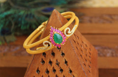 Multi Color Gold Plated Stone Kada T3081