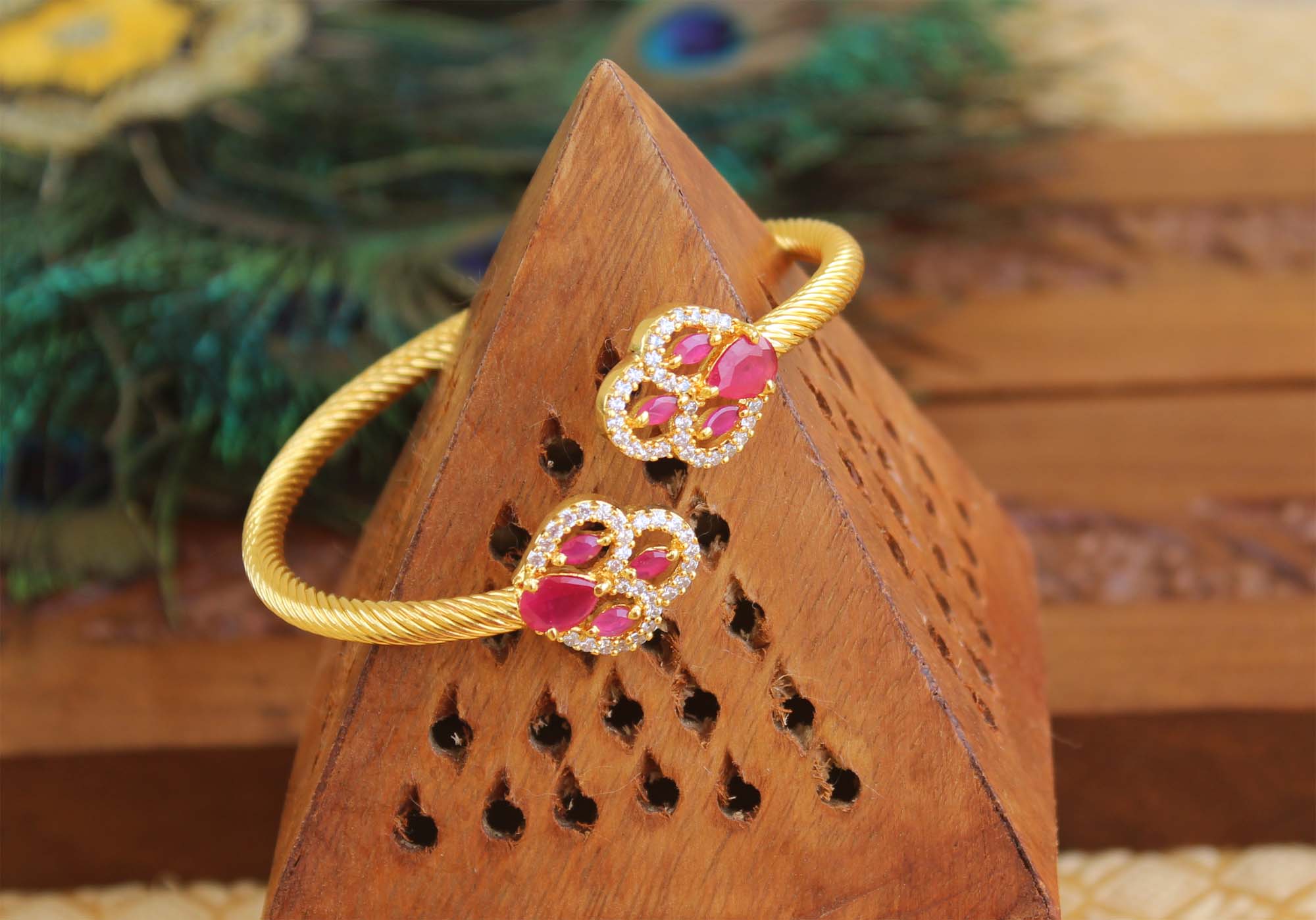 Gold Plated CZ Stone Kada T3085