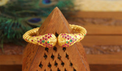 Gold Plated Peacock Multi Color Stone Kada T3086